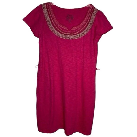 Nine West Pink Embroidered Short Sleeve T Shirt Casual Cotton Belted Dress XL - Picture 1 of 10